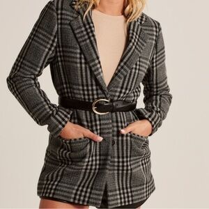 NWT! Black Plaid Small Wool Blazer Abercrombie & Fitch
